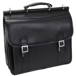 McKLEIN HALSTED 15" BLACK TOP GRAIN COWHIDE LEATHER BRIEFCASE 80335